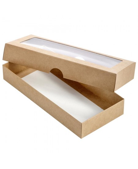 Divdaļīga dāvanu kastīte ar lodziņu, 200x90x30 mm, brūna, 1 gab.