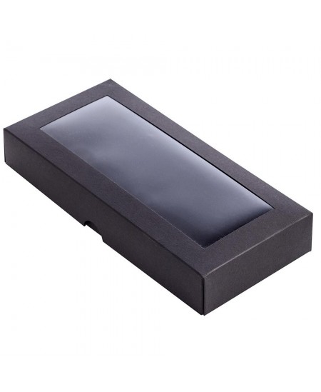 Divdaļīga dāvanu kastīte ar lodziņu, 200x90x30 mm, melna, 1 gab.