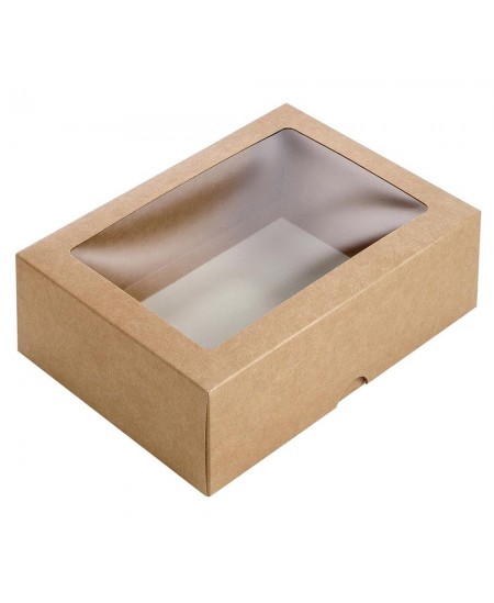 Divdaļīga dāvanu kastīte ar lodziņu, 210x150x65 mm, brūna, 1 gab.