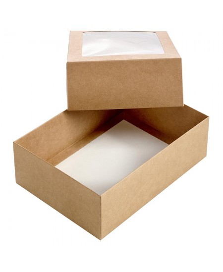 Divdaļīga dāvanu kastīte ar lodziņu, 210x150x65 mm, brūna, 1 gab.