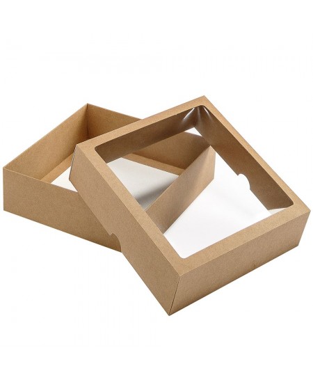 Divdaļīga dāvanu kastīte ar lodziņu, 210x210x60 mm, brūnā krāsā, 1 gab.