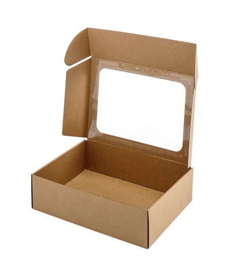 Ātri aizverama dāvanu kastīte ar lodziņu, 305x215x80 mm, brūna, 1 gab.