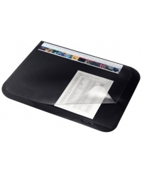 Rakstāmgalda paliktnis LEITZ PLUS ar caurspīdīgu atloku, 500×650 mm, melns