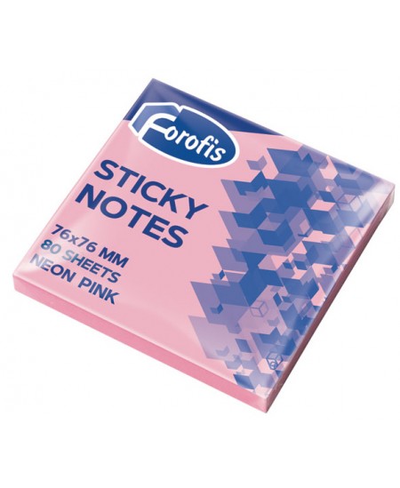 Līmlapiņas FOROFIS 76x76 mm, 80 lapas, rozā