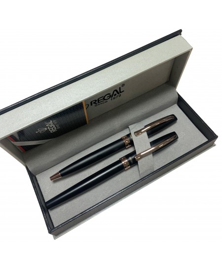 Pildspalvu komplekts kastītē REGAL, melnas krāsas, lakots korpuss