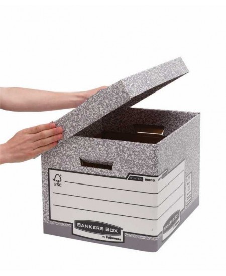 Arhīva kaste FELLOWES, 258×105×310 mm, pelēki balta