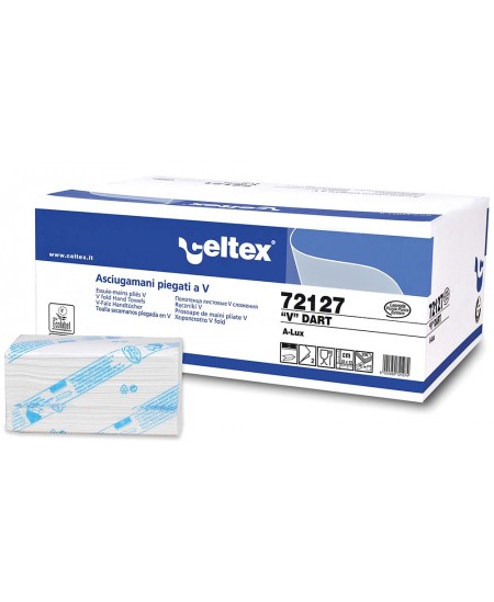 Papīra dvieļi loksnēs CELTEX V Dart, 72127, V locījums, 200 serv., 1 iepak.