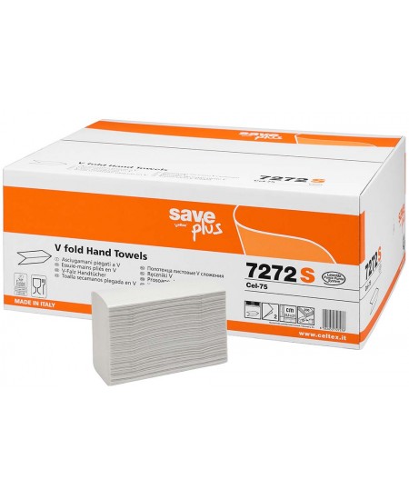 Papīra dvieļi loksnēs CELTEX Hand Towel V, 7272S, V locījums, 200 serv., 1 iepak.