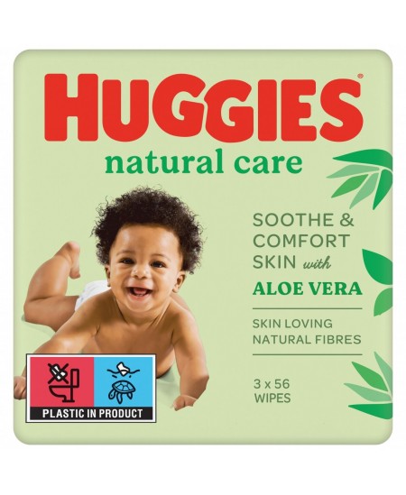 Mitrās salvetes HUGGIES Natural Care 2+1, 168 gab.