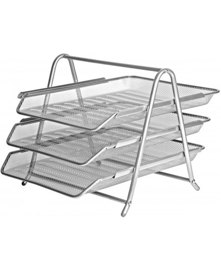 Perforēta metāla dokumentu paplāte CENTRUM, 3 daļu, sudraba