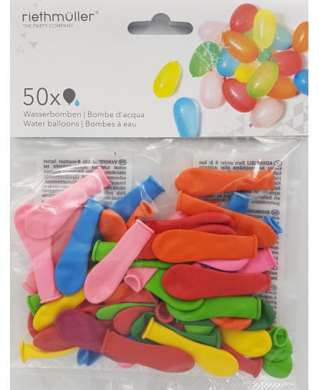 Dažādu krāsu baloni-ūdens bumbas RIETHMULLER, 50 gab.