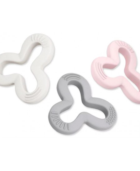 Silikona graužamie knupīši HE OR SHE Shamrock, rozā un balts, 2 gab.