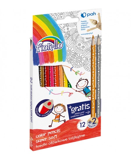 Krāsainie zīmuļi FIORELLO Super Soft, 12 krāsas