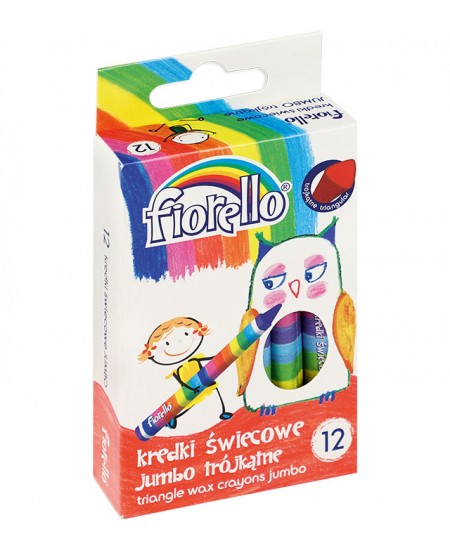 Vaska krītiņi FIORELLO Jumbo, trīspusēji, 12 krāsas