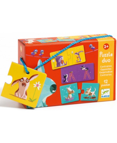 Divpusēja puzle pašiem mazākajiem DJECO Pretstati, 24 detaļas