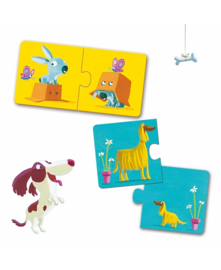 Divpusēja puzle pašiem mazākajiem DJECO Pretstati, 24 detaļas