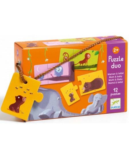 Divpusēja puzle mazuļiem DJECO Mammas un mazuļi, 24 detaļas
