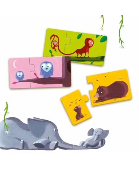 Divpusēja puzle mazuļiem DJECO Mammas un mazuļi, 24 detaļas