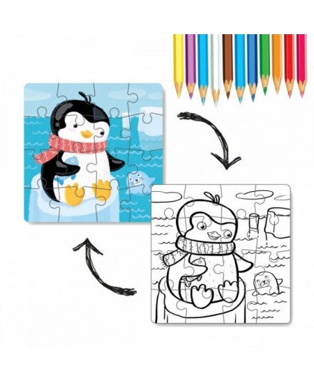 Krāsojamā puzle bērniem DODO Pingvīns, 16 gab.