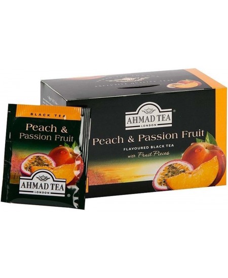 Melnā tēja AHMAD, ar persiku un pasifloras aromātu, 20 gab.