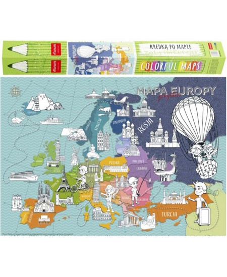 Karte ar izkrāsojamām detaļām MONUMI Eiropas pieminekļi, 84x59 cm