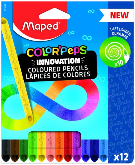 MAPED Infinity inovatīvi, neasināmie zīmuļi, 12 krāsas
