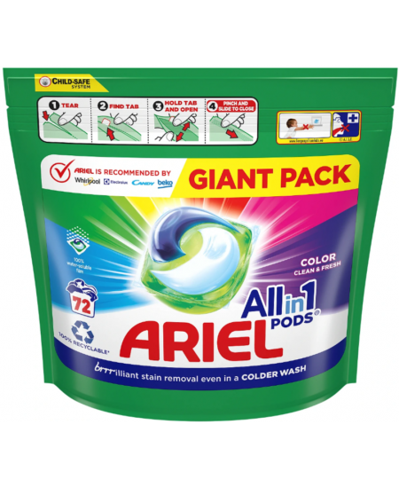 Veļas kapsulas ARIEL All-in-1, 72 kapsulas