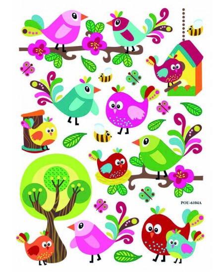 Gēla 3D uzlīmes GRAINE CREATIVE Putniņi