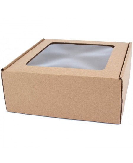 Ātri aizverama dāvanu kastīte ar lodziņu, 75x185x195 mm, brūna, 1 gab.