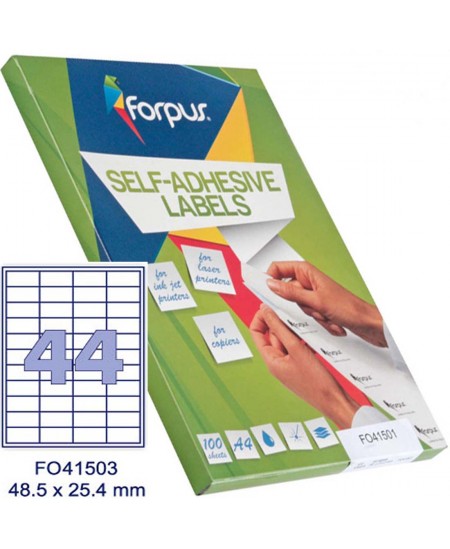 Etiķešu uzlīmes FOPI 48,5x25,4 mm, A4, 44 uzlīmes lapā, 100 lapas