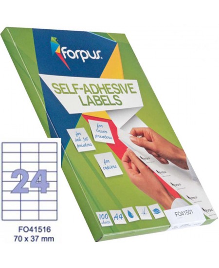 Etiķešu uzlīmes FOPI 70x37 mm, A4, 24 uzlīmes lapā, 100 lapas