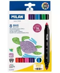 Dvipusiai flomasteriai MILAN BICOLOR MAXI, 16 spalvų