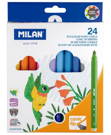 Flomāsteri MILAN CONIC, 24 krāsas