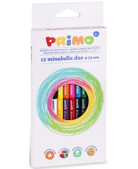 Krāsainie zīmuļi PRIMO Minabella, abpusēji, 12 krāsas