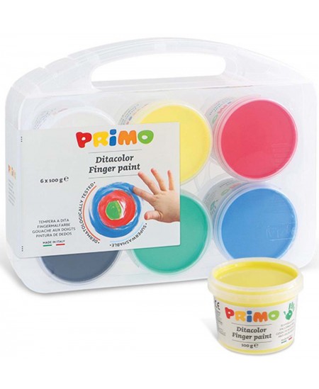 Pirkstu krāsas PRIMO, 6 krāsas, 6x100 g