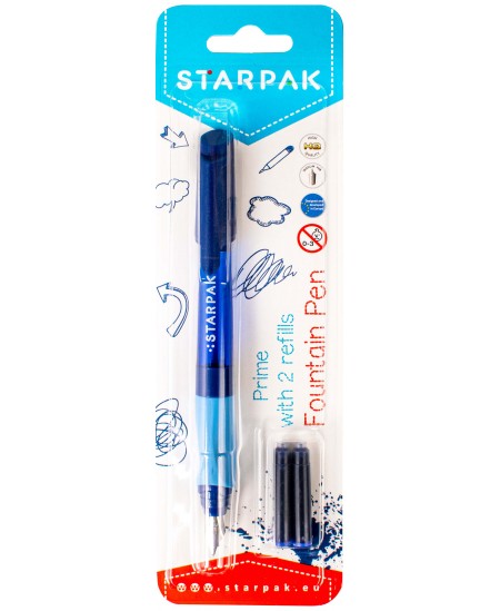 Pildspalva STARPAK Fountain Pen Prime, zils korpuss, ar 2 kapsulām