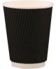 Divslāņu krūzes karstiem dzērieniem, gofrētas, 300 ml, melnas, 25 gab.