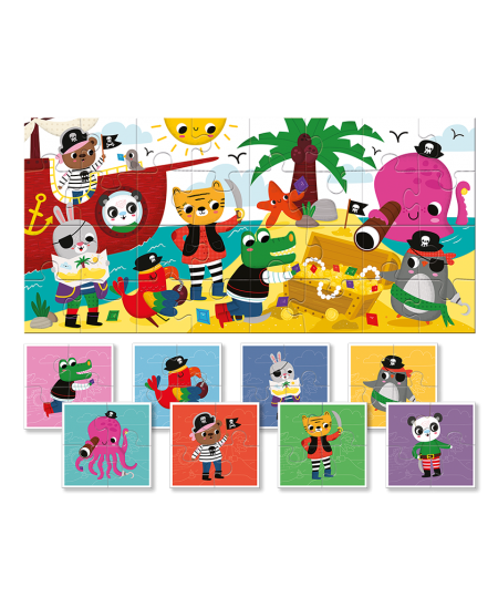 Divpusēja puzle mazuļiem LUDATTICA Pirāti, 32 detaļas