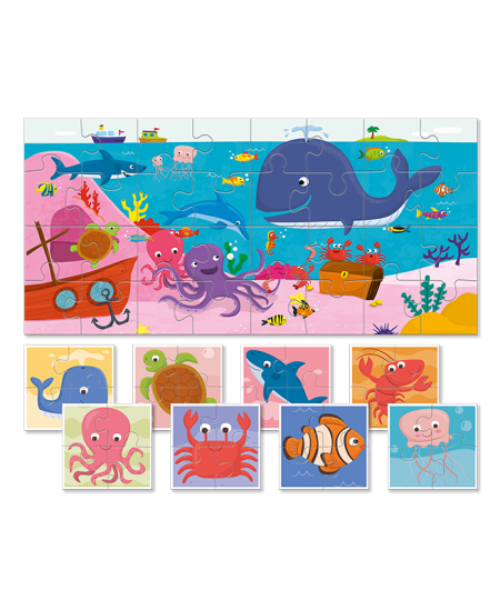 Divpusēja puzle mazuļiem LUDATTICA Jūra, 32 detaļas
