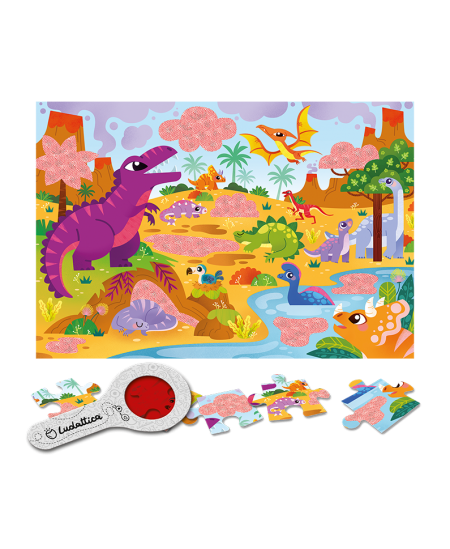 Puzle ar noslēpumiem LUDATTICA Dinozauri, 24 detaļas