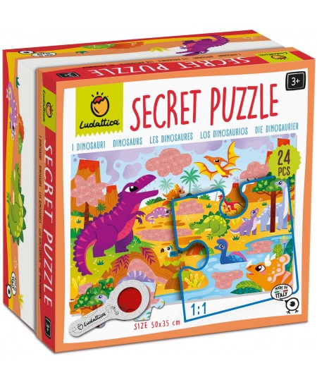 Puzle ar noslēpumiem LUDATTICA Dinozauri, 24 detaļas