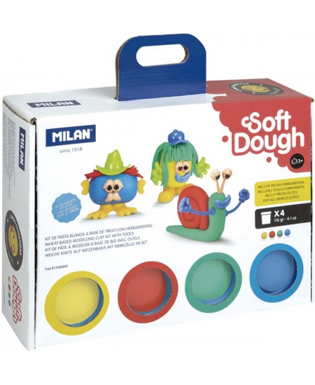 Modelēšanas komplekts ar piederumiem MILAN Jautrās sejas, 4 krāsas
