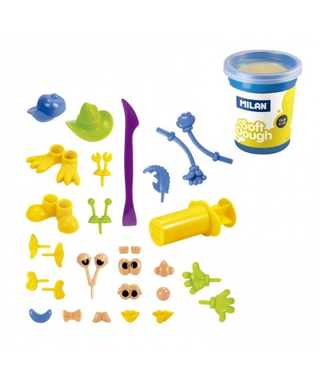 Modelēšanas komplekts ar piederumiem MILAN Jautrās sejas, 4 krāsas