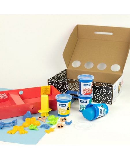 Modelēšanas komplekts ar piederumiem MILAN Jautrās sejas, 4 krāsas