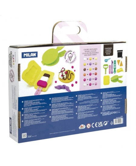 Modelēšanas komplekts ar piederumiem MILAN Saldējums un vafeles, 6 krāsas
