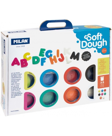 Modelēšanas komplekts ar piederumiem MILAN Daudz burtu, 8 krāsas