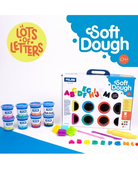 Modelēšanas komplekts ar piederumiem MILAN Daudz burtu, 8 krāsas