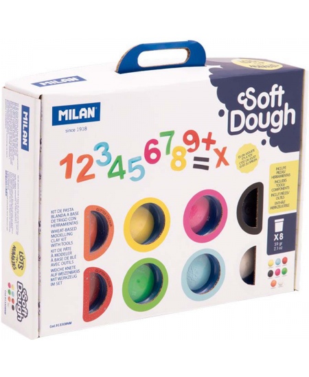Modelēšanas komplekts ar piederumiem MILAN Daudz skaitļu, 8 krāsas