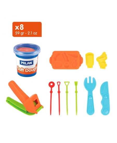 Modelēšanas komplekts ar piederumiem MILAN Barbekjū, 8 krāsas