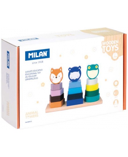 Koka attīstošā rotaļlieta MILAN Dzīvnieku tornis